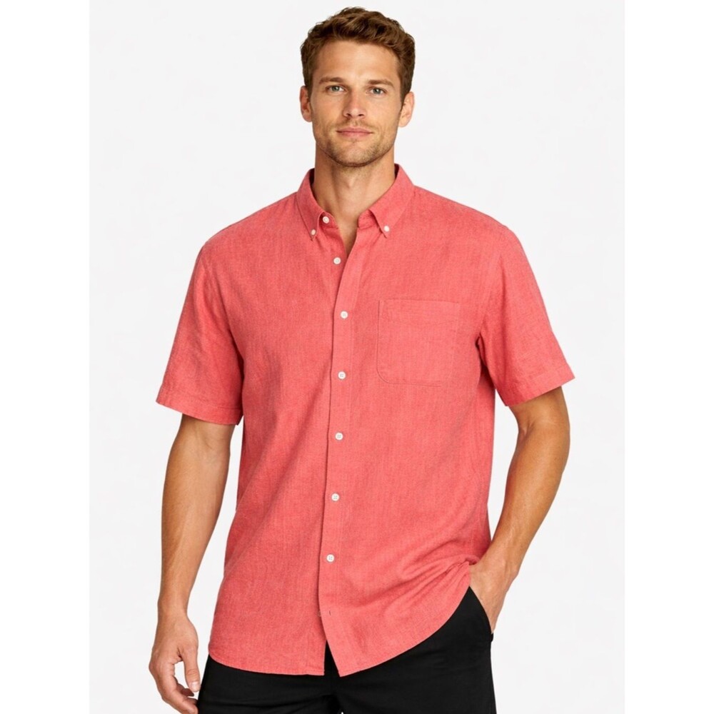 Old Navy Men’s Slim Fit Built-In Flex Shirt XL Apple Guava EUC